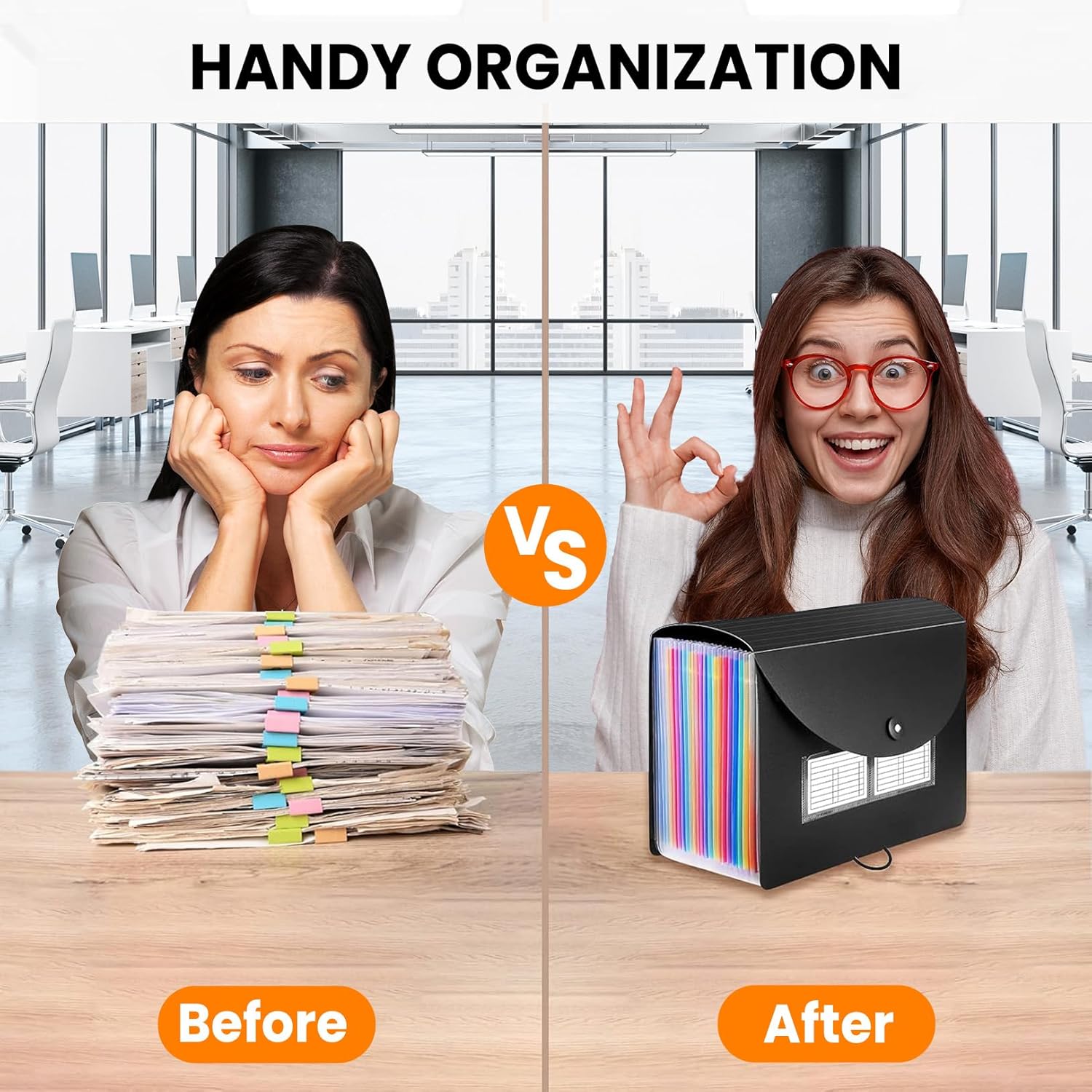 Sooez Accordion File Organizer, 13 Pockets Expanding File Folder, Portable Monthly Paper Bill Tax Receipt Organizer, Letter A4 Size Document Holder with Blank Labels, Black - Image 7