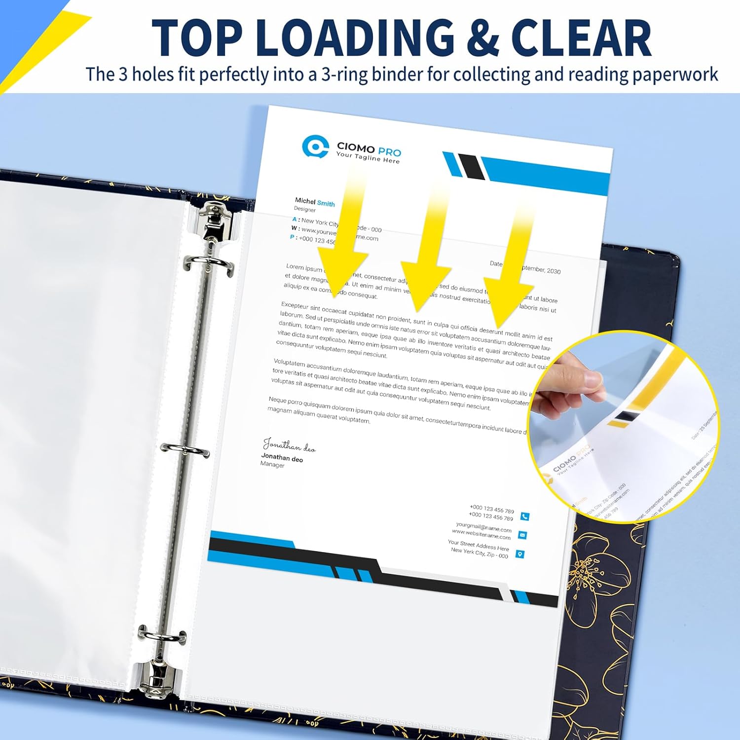 SUNEE Sheet Protectors 200 Packs for 3 Ring Binder, PVC-Free Clear Page Protectors 8.5x11 Inches Plastic Sleeves for Paper, Documents, Photos, Top Loading Binder Sleeves Letter Size - Image 4
