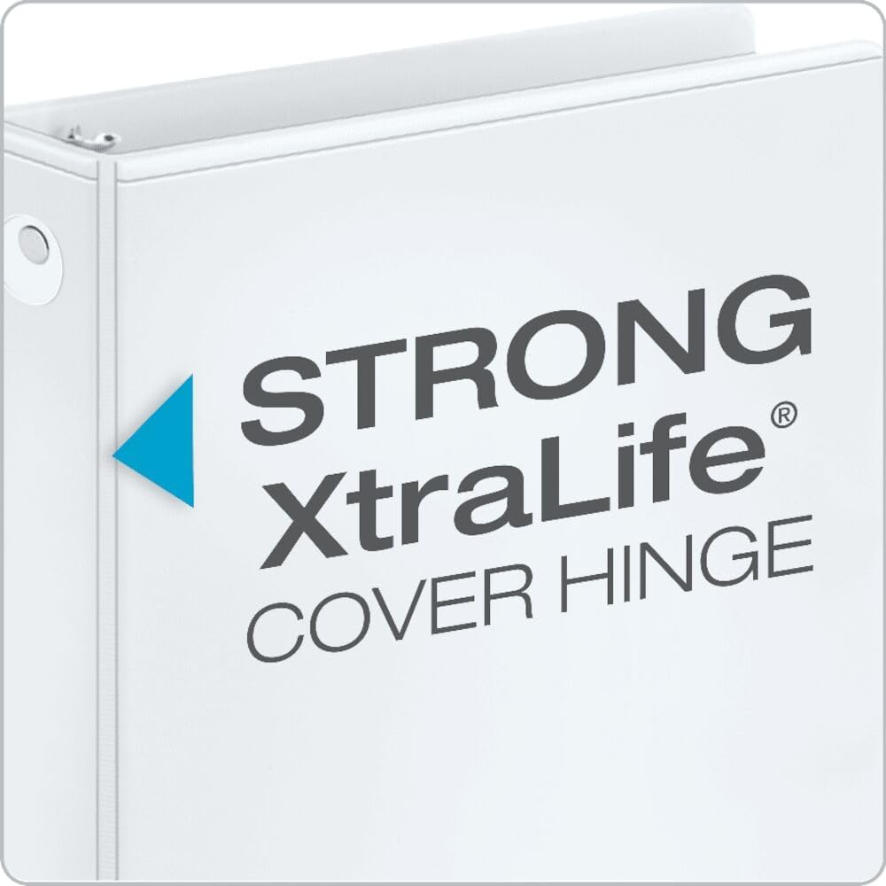 Cardinal Economy 3-Ring Binders, 5/8" Round Rings, Holds 125 Sheets, ClearVue Presentation View, Non-Stick, White, Carton of 12 (90601) - Image 4