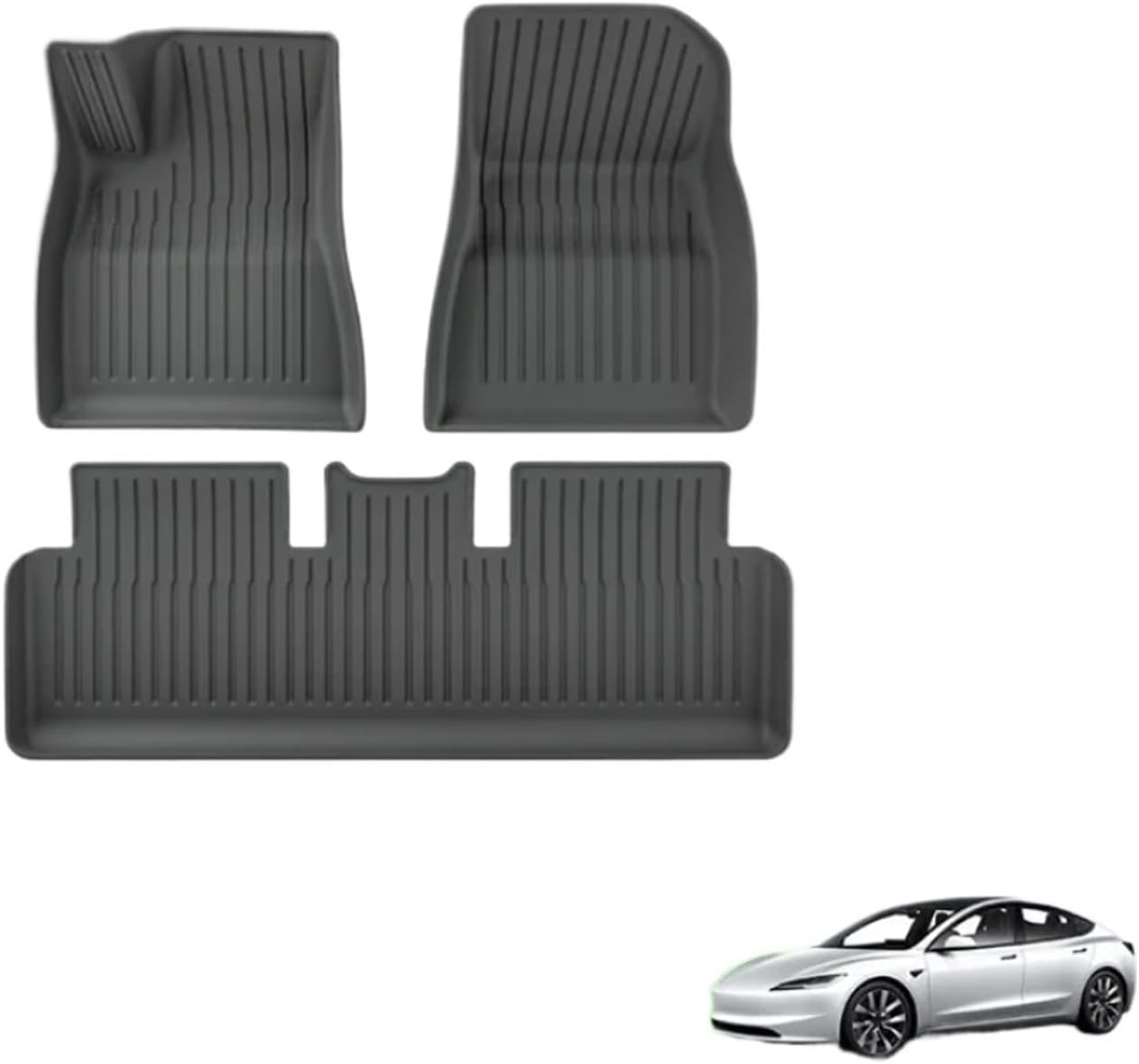 All Weather Waterproof Anti-Slip Front Rear Cargo Liner Trunk Mat Compatible with Tesla Model 3 Highland 2025 2024 2023 TPE Floor Mats,(Brown) - Image 4