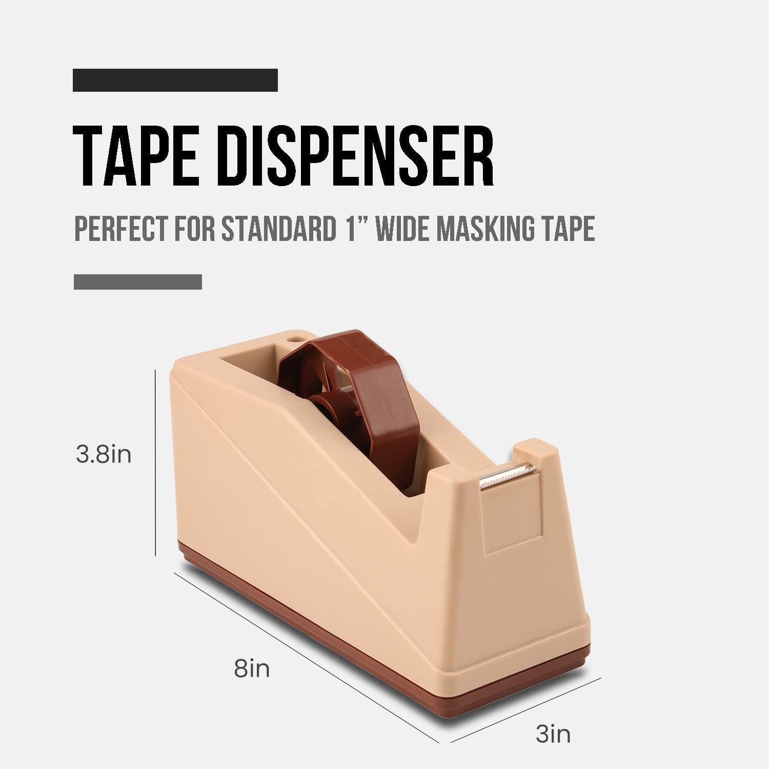Lichamp Desktop Tape Dispenser Holder with Large 3 inch Core for Masking Tape, Heat Transfer Tape Sublimation, Painters Tape, Freezer Tape and Kitchen Tape - Image 3