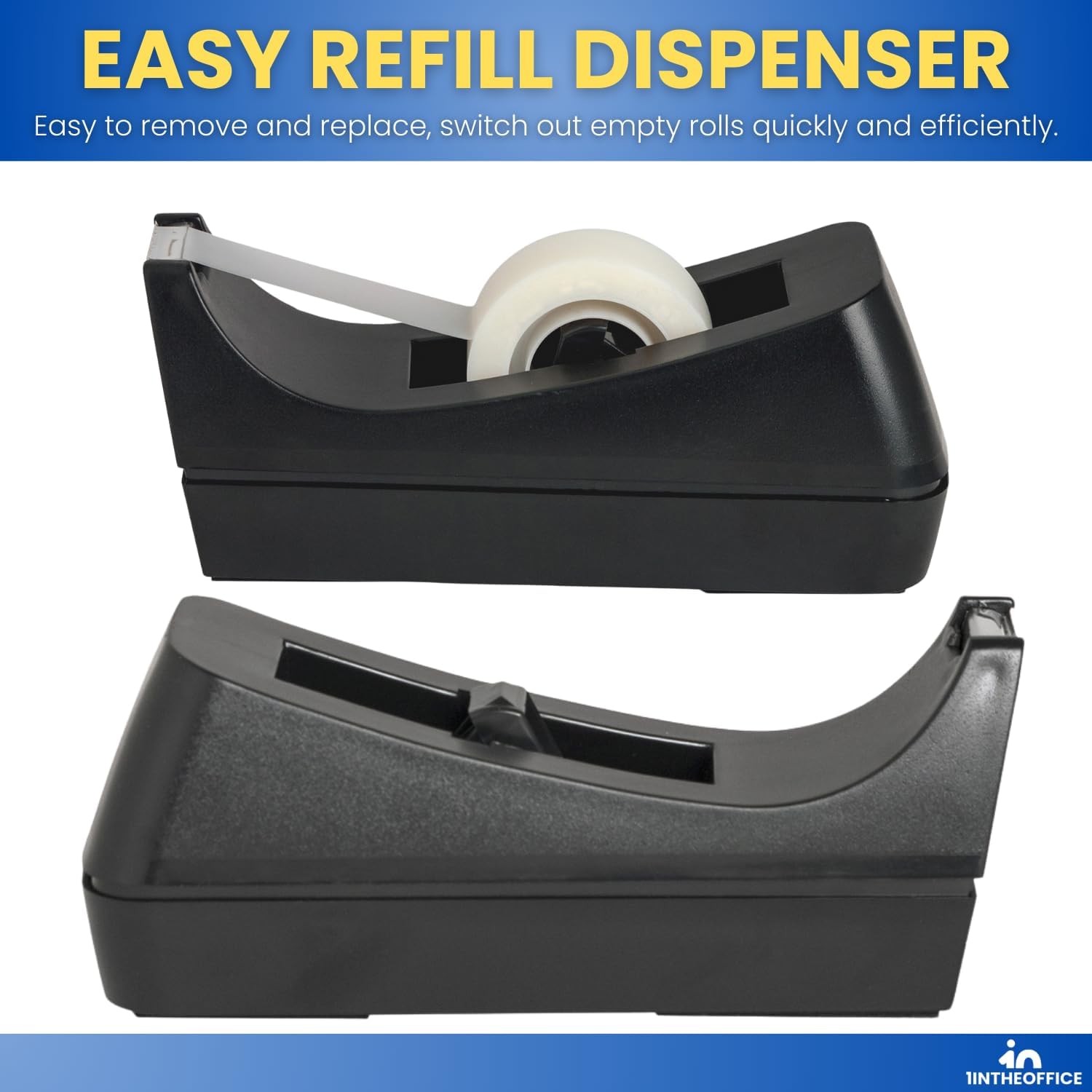 1InTheOffice Desk Tape Dispenser, Black 4 Pack (Desktop Tape Dispenser) - Image 6