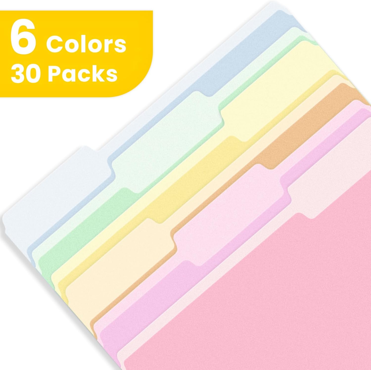 SUNEE File Folders, 30 Pack Manilla Folders 8.5 x 11, Colored File Folders Home Office School Supplies for Documents Files Paper, 6 Bright Colors - Image 5
