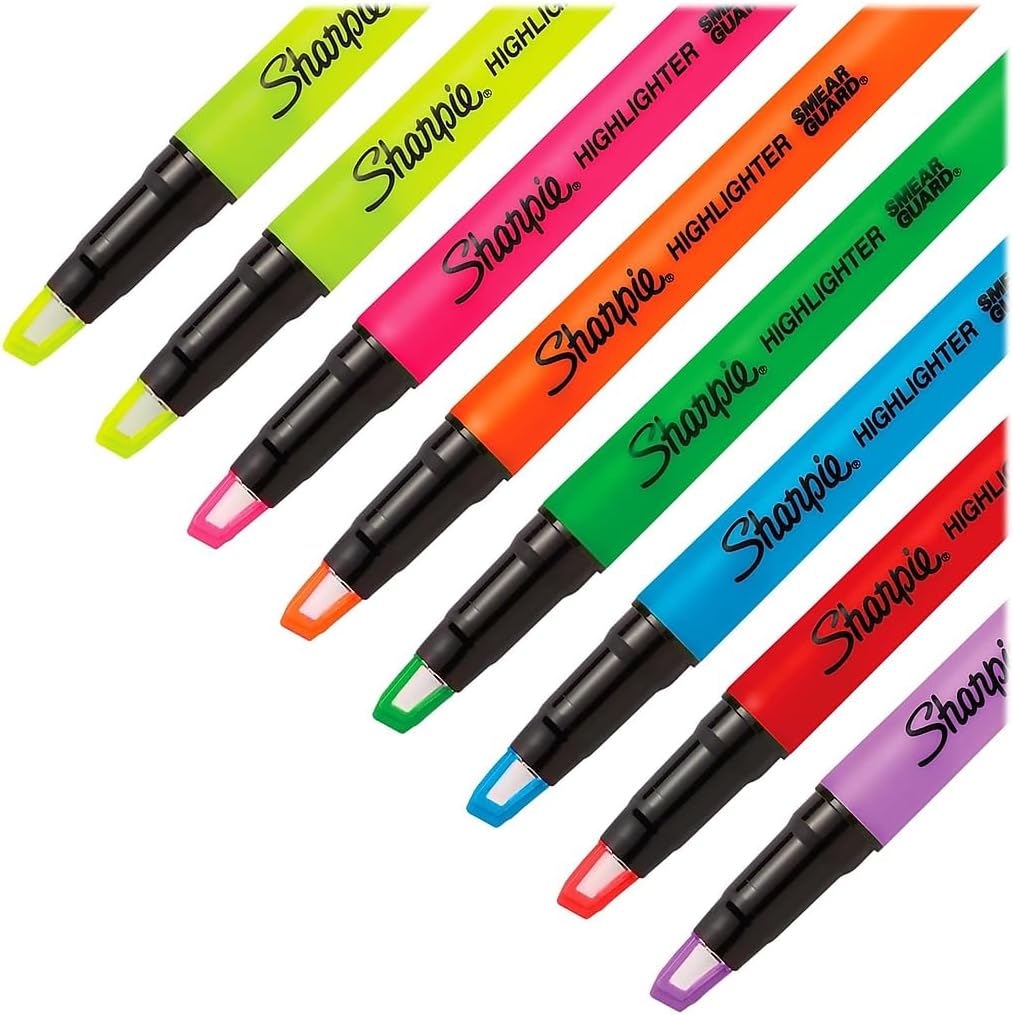 Sharpie Clear View Highlighter Sticks, Chisel Tip, Assorted Fluorescent, 8 Count - School, Home, and Office Use, Teacher Supplies - Image 5