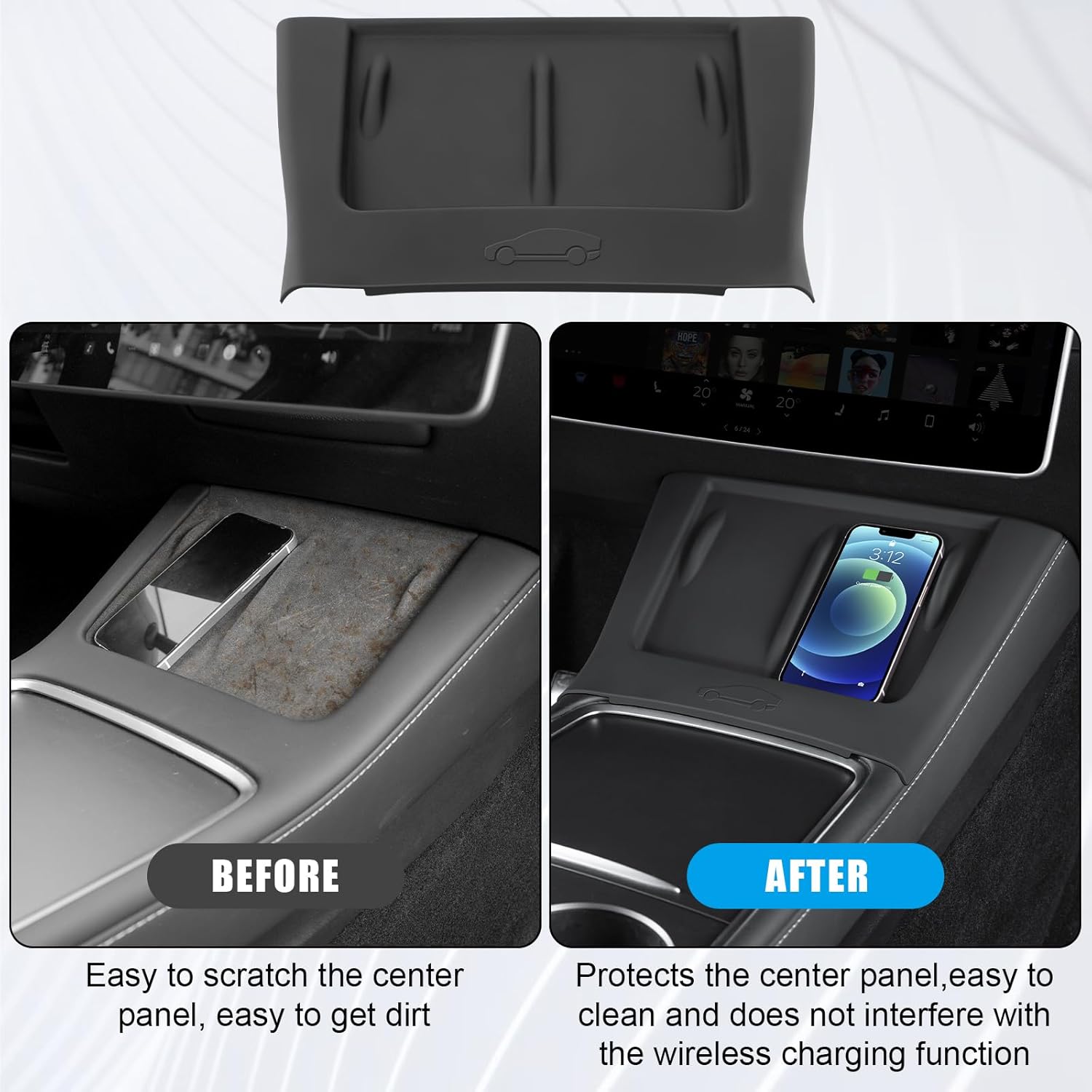 Upgrade Center Console Wireless Charger Silicone Mat for Tesla Model 3 2021-2023 Model Y 2021-2025 Anti-Slip Protective Pad Interior Accessories - Image 7