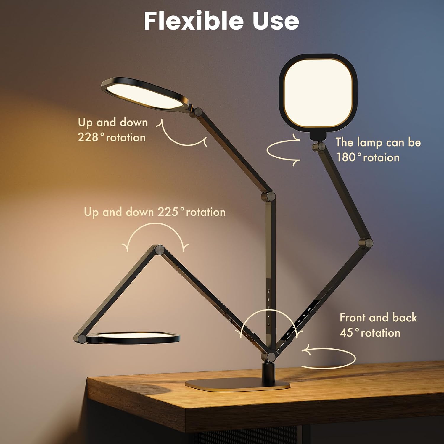 LED Desk Lamp for Home Office, 15W Computer Zoom Lighting with Swing Arm, Memory & Timer Function, Dimmable Desktop Ring Light for Video Calls, Conference, Reading, Streaming, Podcasting - Image 5