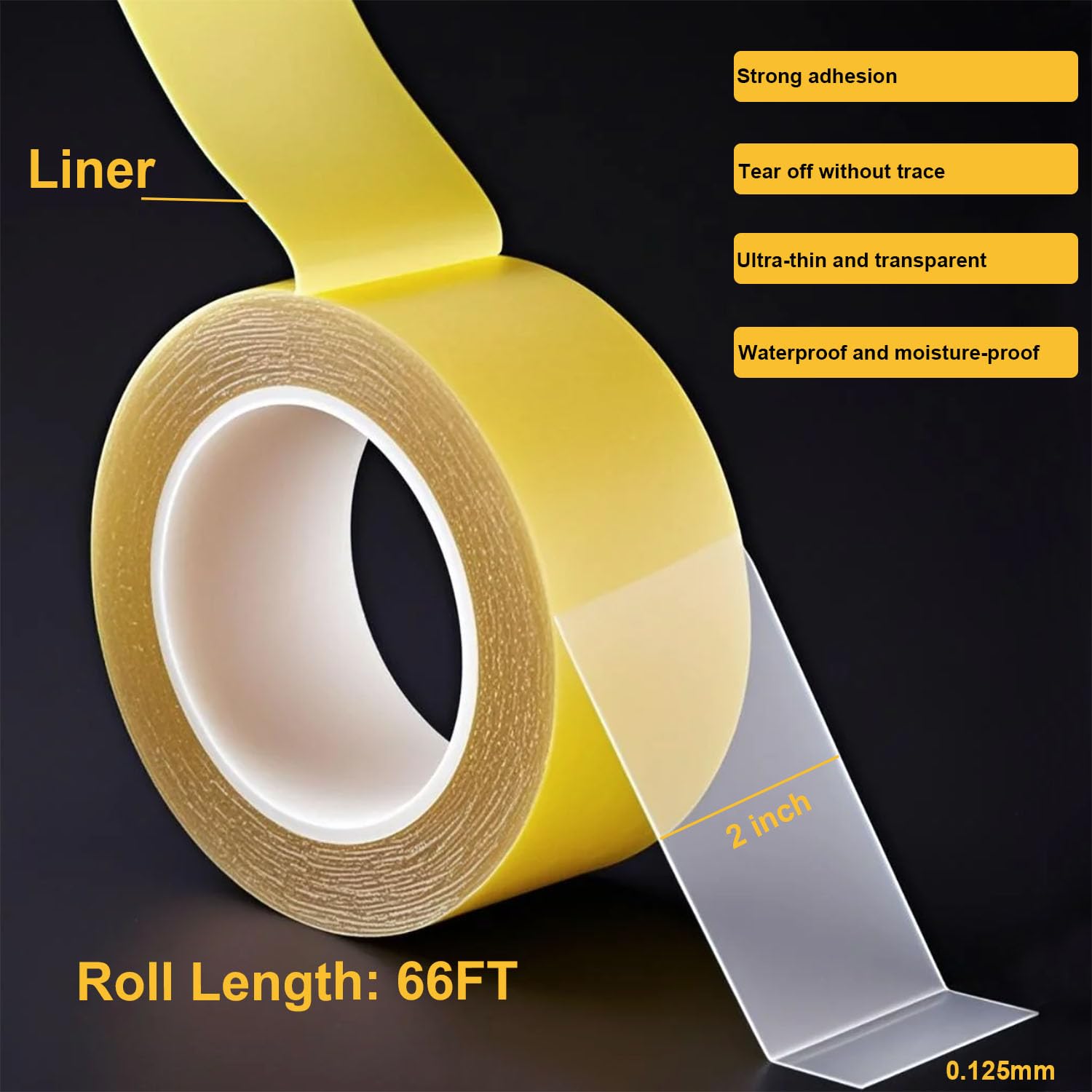 Ultra Thin Clear Double Sided Tape Heavy Duty - 2Inch x 66Feet, Strong Two Sided Stick Mounting Tape for Walls, Crafts, Gift, Woodworking, Art Project, Décor, Poster, Rugs - Image 3