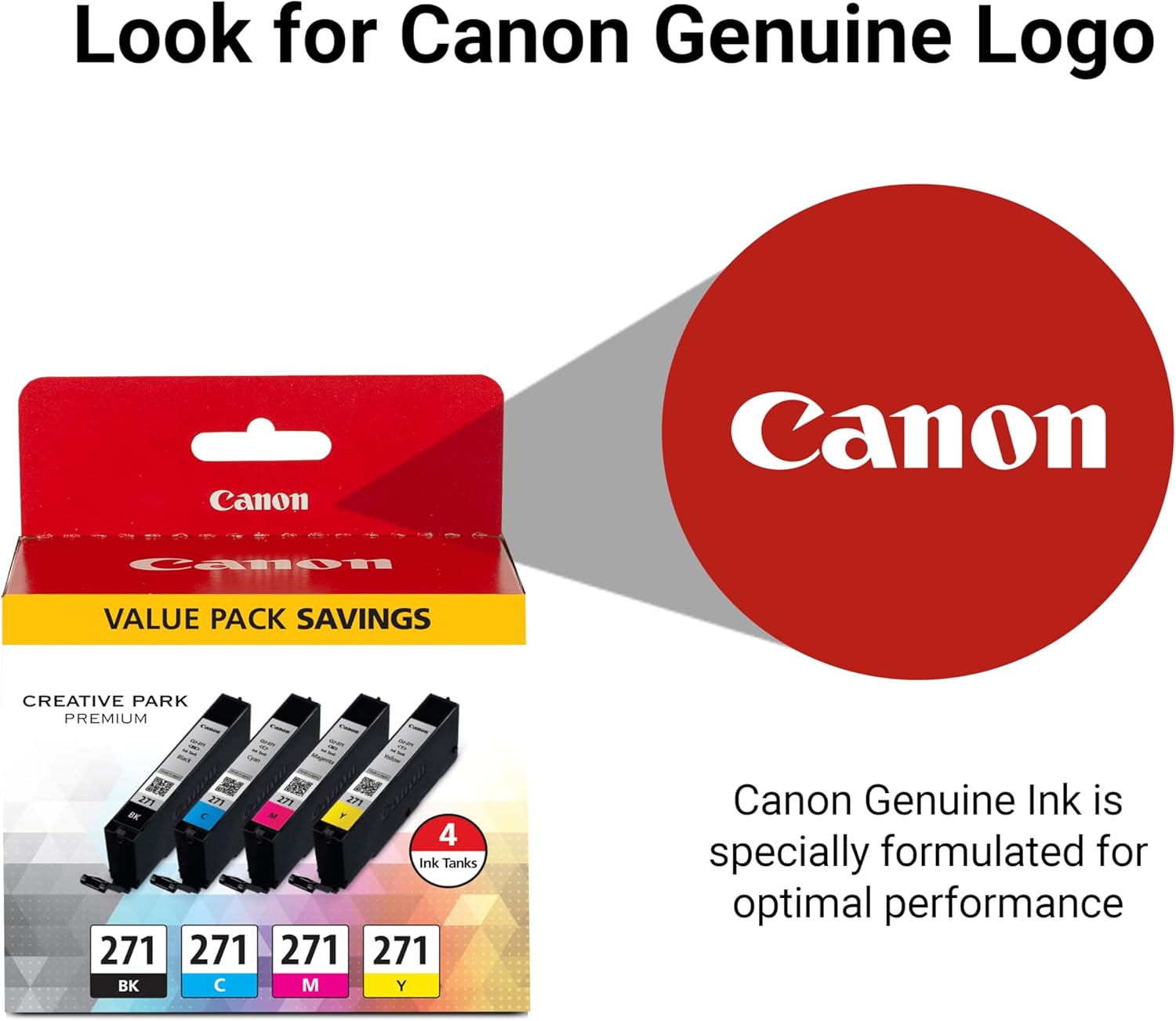 Canon CLI-271 Genuine BK/CMY 4 Color Value Pack, Compatible with MG6820, MG6821, MG6822, MG5720, MG5721, MG5722, MG7720, TS5020, TS6020, TS8020, and TS9020 (Optional) Printers - Image 6