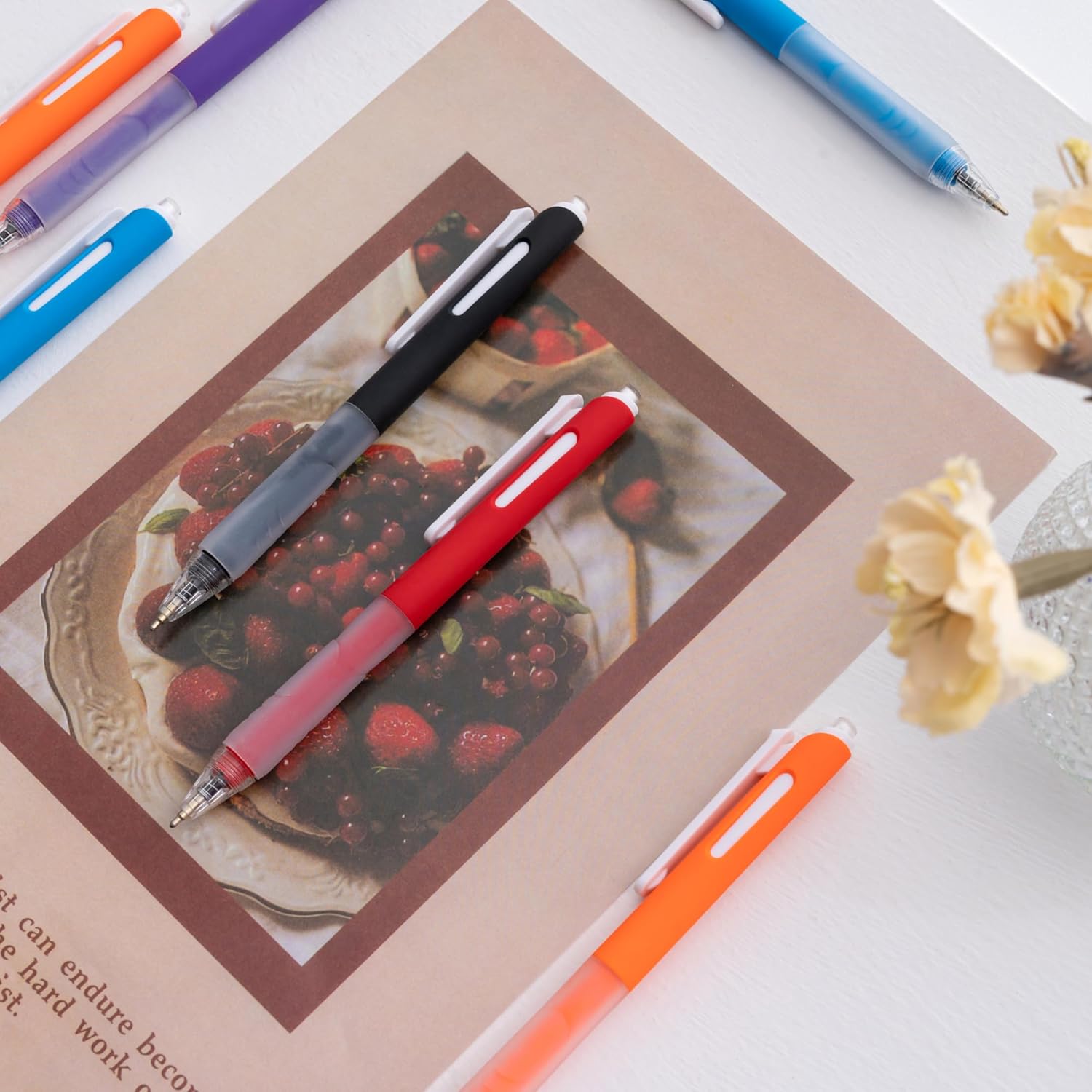 Linbsunne Ballpoint Pens Medium Point 1mm Black Pen with Super Soft Grip Ball Point Pen for Men Women Retractable Pens (Style2, 24-pack) - Image 7