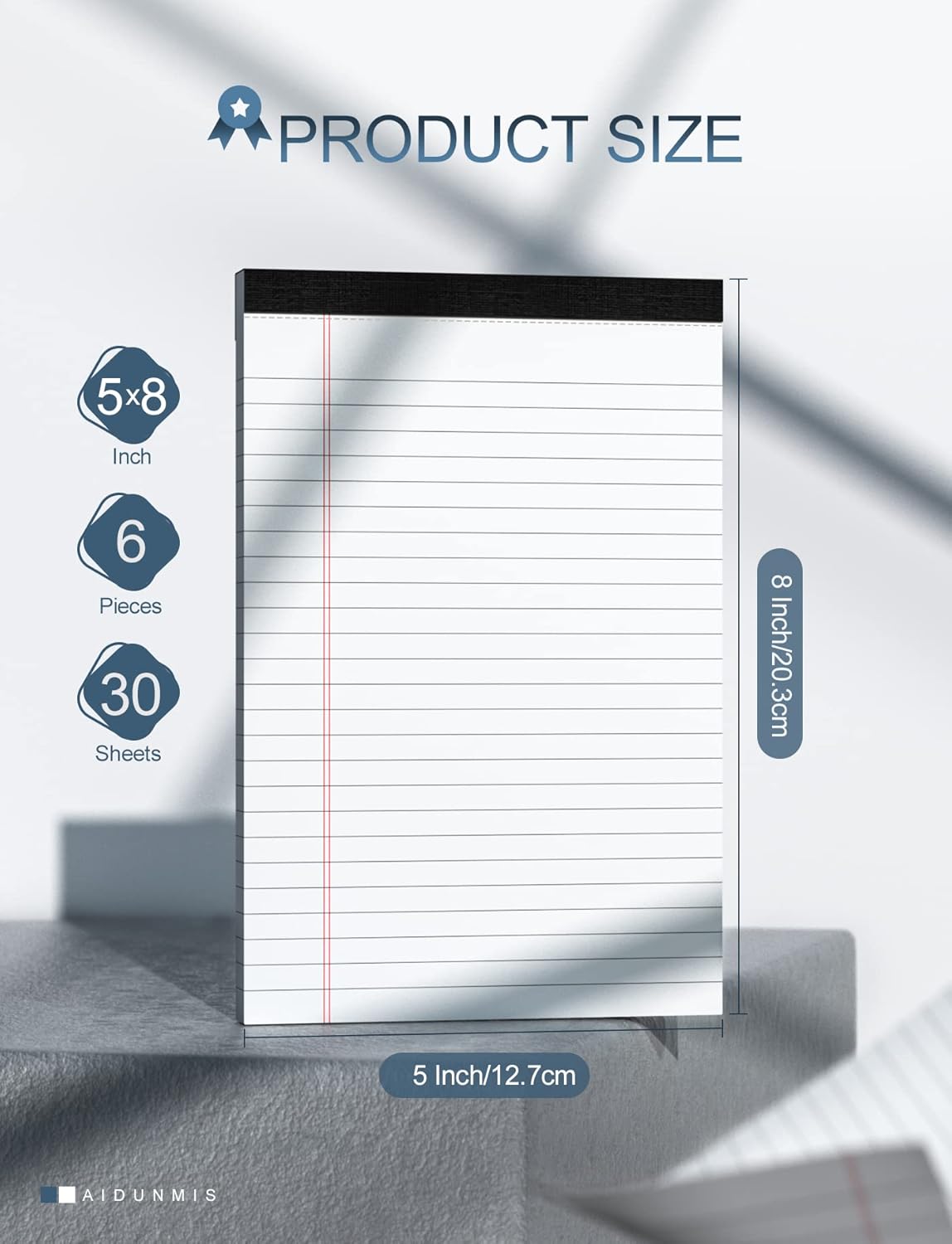 Legal Pads 5x8 Inch Writing Pads for Office Note Pads 5x8 for Work 80 GSM Paper College Ruled Legal Pad To Do List Notepad 30 Sheets 6 Pack Notebook Writing Pad Notepads for Grocery List Shopping List - Image 3