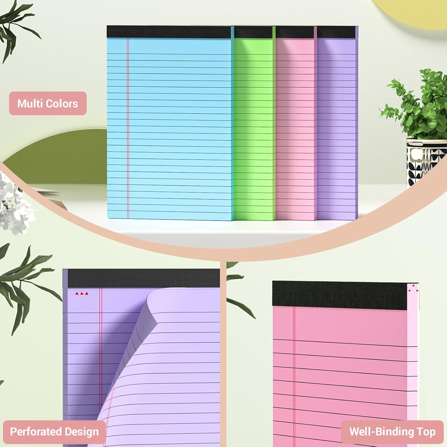 Legal Pads 5x8 Colored Note Pads, 4 Pack College Ruled Notepads 5x8 Lined Paper, Colored Notebook Paper Writing Pads 30 Sheets per Colored Paper Small Legal Pads 5x8 for Home Office School Supplies - Image 5