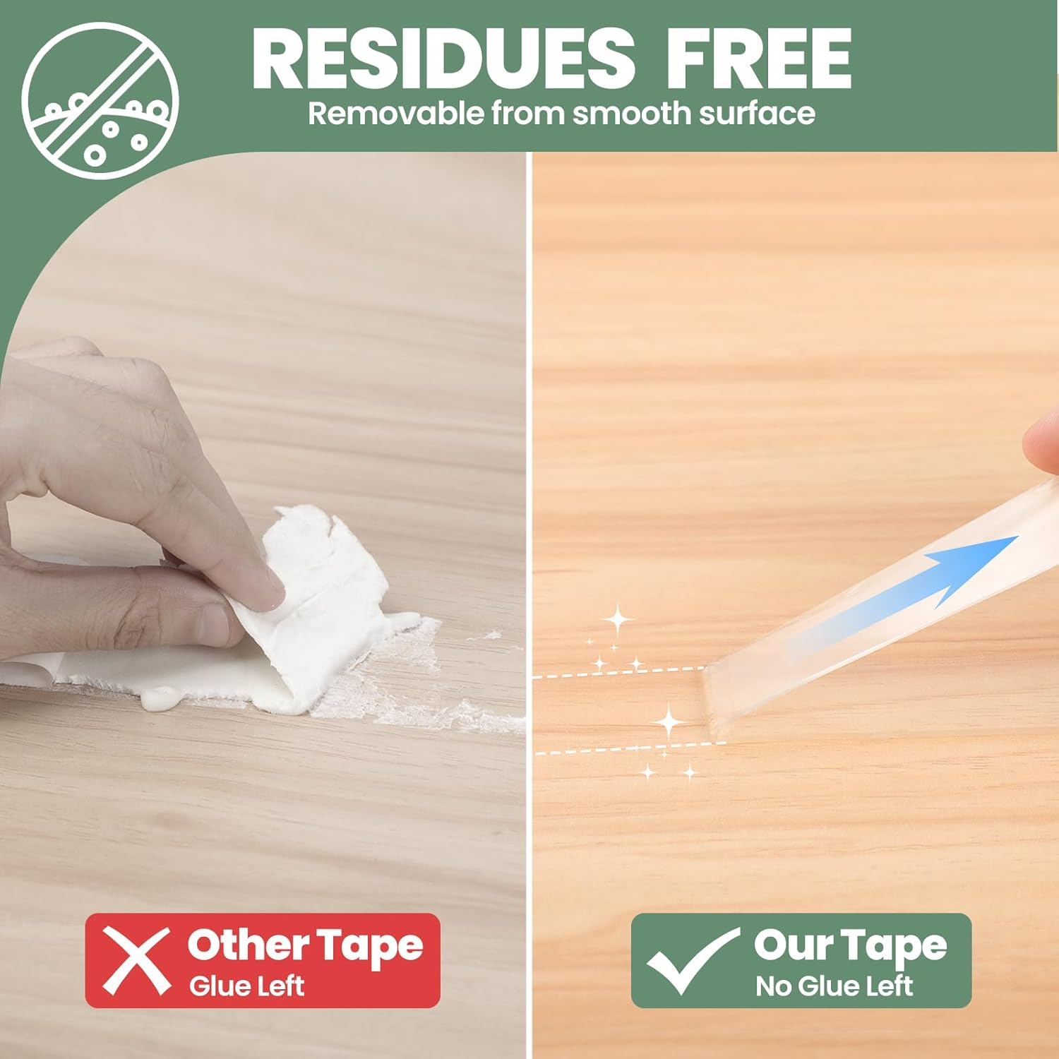 Double Sided Tape, Nano Mounting Tape Heavy Duty (2 Sizes, Total 400 INCHES), Clear Two Sided Wall Tape, Removable Picture Hanging Adhesive Tape Strips, Poster Carpet Tape for Home Office Car - Image 6