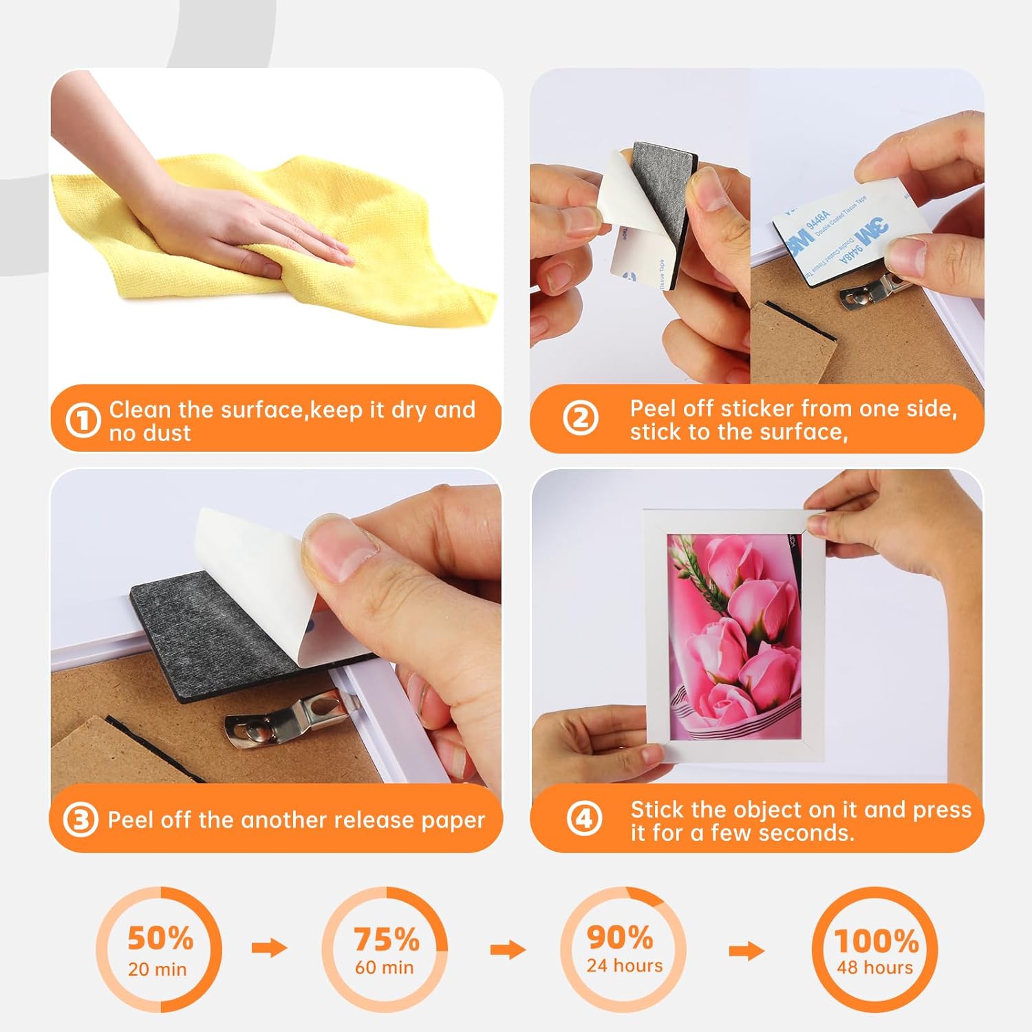 Double Sided Tape HeavyDuty,Double Sided Tape for Walls,48Pcs 2 Sided Sticky Waterproof Pads,1.96 * 1.18 Inch Super Strong Removable Double-Sided Foam, Mounting Black Tape for Hanging - Image 5