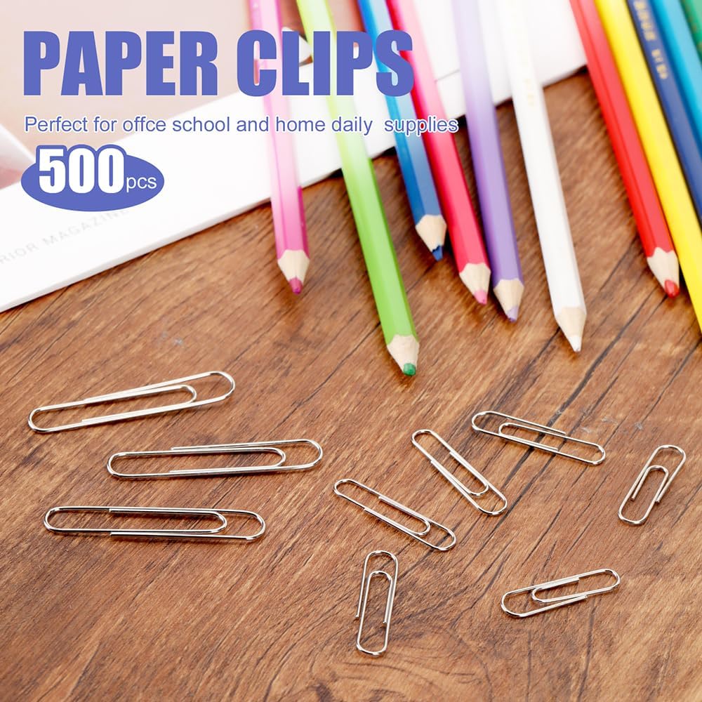 Paper Clips, 500 Pcs Assorted-Size Paperclips, Premium Silver Paperclip Large Medium and Small, Rustproof Metal Paper Clips for Office, School, Home - Image 8