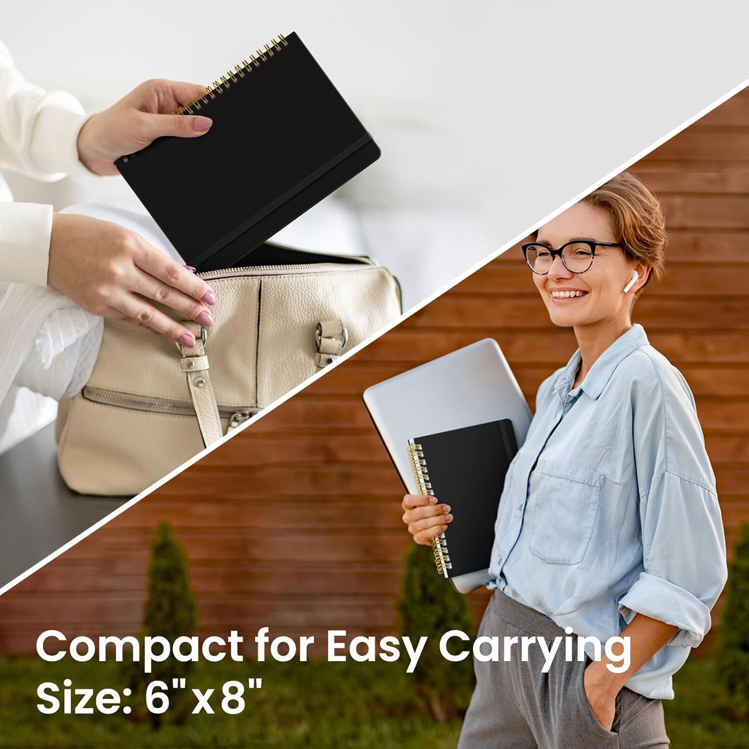 Lined Spiral Journal Notebook for Women & Men, 140 Pages, College Ruled Hardcover Notebook for Work & Note Taking, Journals for Writing, A5(6"x8") - Black - Image 7