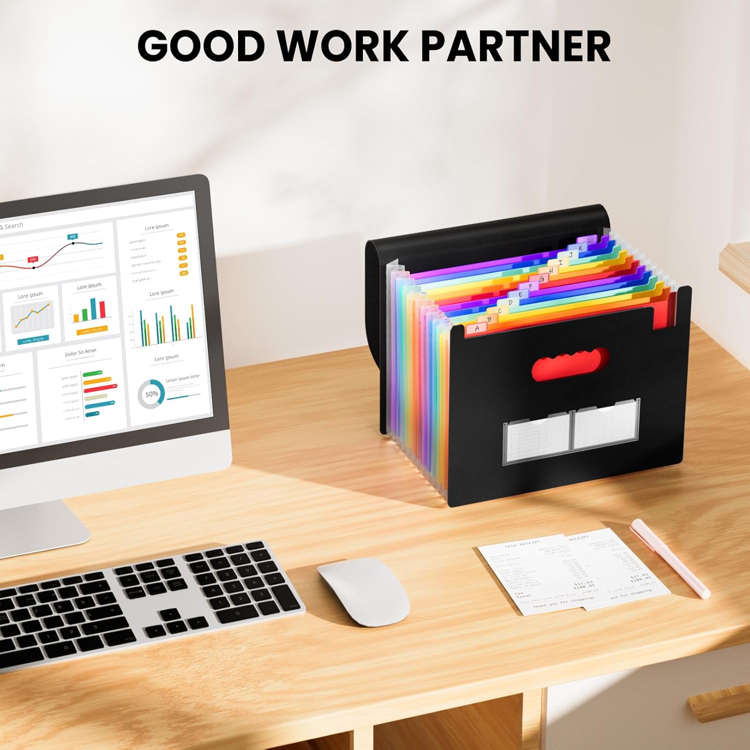 Sooez Accordion File Organizer, 13 Pockets Expanding File Folder, Portable Monthly Paper Bill Tax Receipt Organizer, Letter A4 Size Document Holder with Blank Labels, Black - Image 6