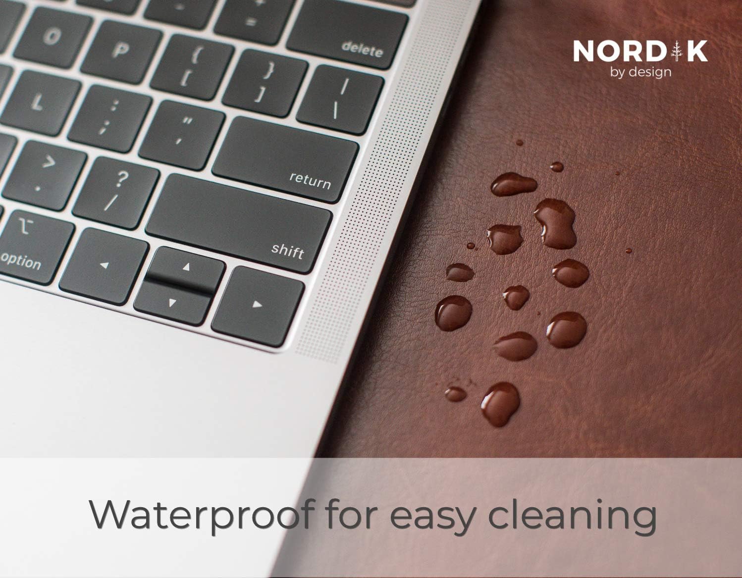 Nordik Leather Desk Mat - Whiskey Brown - Cable Organizer - Premium Mouse Mat & Desk Pad Protector - 35 X 17 Inch - Felt Vegan Leather - Large Office Mouse Pad & Blotter - Image 6