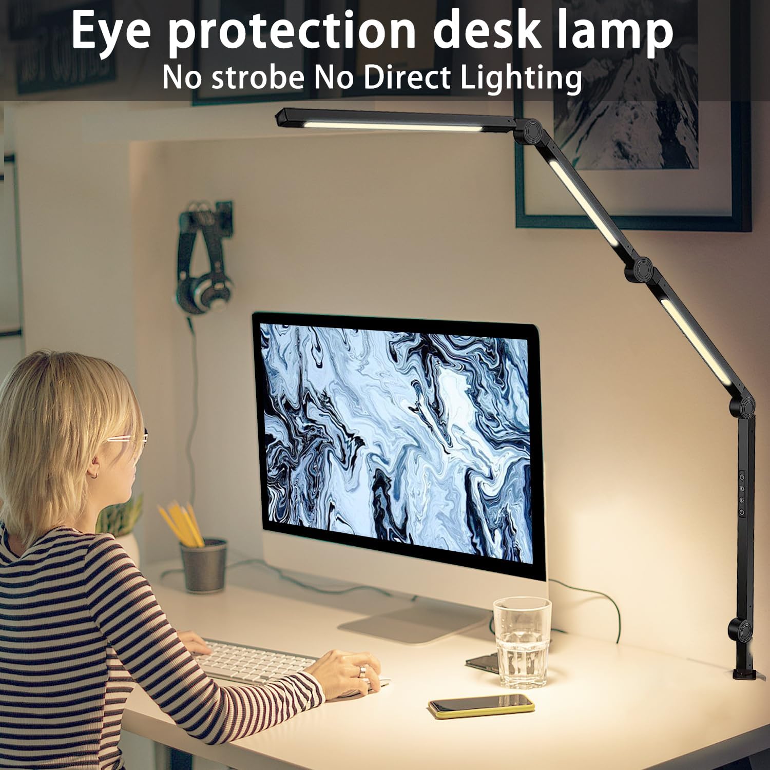 LED Desk Lamp with Clamp & Flexible Arm - 3 Light Sources, 4 Color Modes & 5 Brightness Levels, Eye-Caring Table Light with Memory Function - Image 3