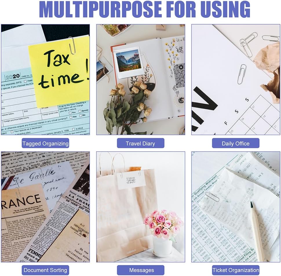 Paper Clips, 500 Pcs Assorted-Size Paperclips, Premium Silver Paperclip Large Medium and Small, Rustproof Metal Paper Clips for Office, School, Home - Image 4