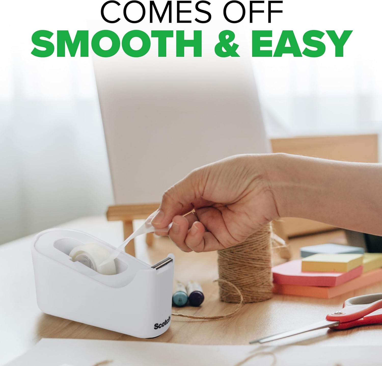 Scotch Tape Dispenser, White, Great for School or Office and Includes 1 Roll of Scotch Magic Tape 3/4 in x 350 in - Image 5
