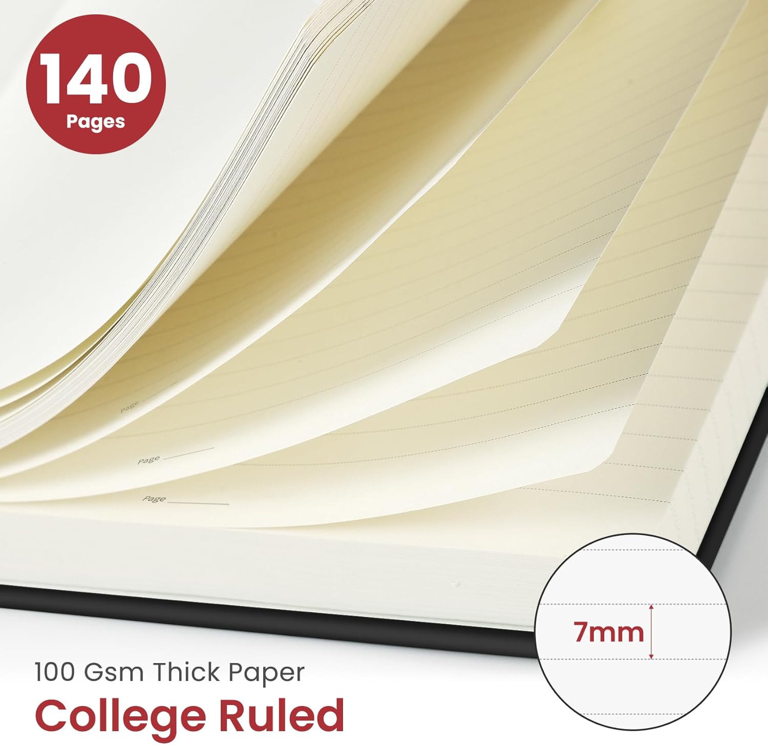 Lined Spiral Journal Notebook for Women & Men, 140 Pages, College Ruled Hardcover Notebook for Work & Note Taking, Journals for Writing, A5(6"x8") - Black - Image 3