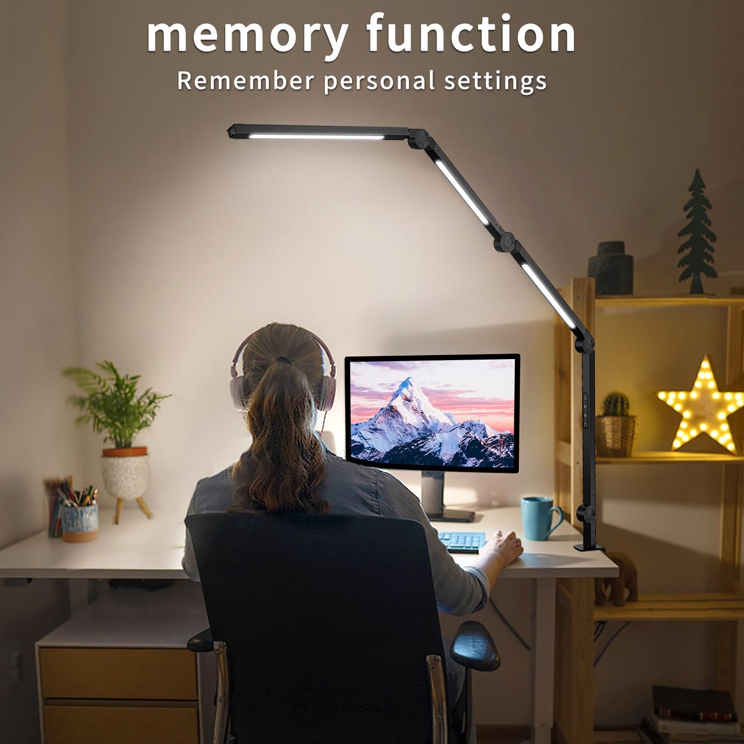 LED Desk Lamp with Clamp & Flexible Arm - 3 Light Sources, 4 Color Modes & 5 Brightness Levels, Eye-Caring Table Light with Memory Function - Image 4