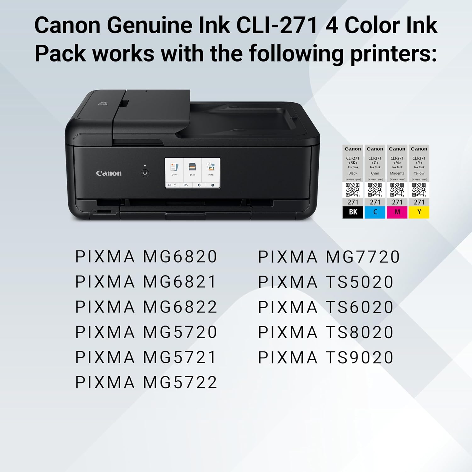 Canon CLI-271 Genuine BK/CMY 4 Color Value Pack, Compatible with MG6820, MG6821, MG6822, MG5720, MG5721, MG5722, MG7720, TS5020, TS6020, TS8020, and TS9020 (Optional) Printers - Image 7