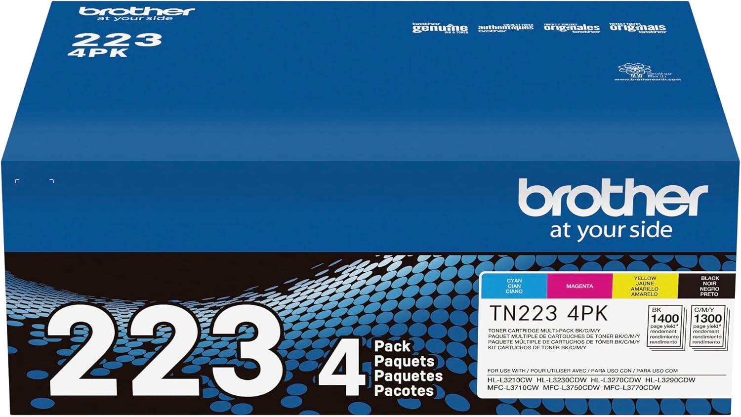 Brother Genuine Standard-Yield Toner Cartridge Four Pack TN223 4PK - includes one cartridge each of Black, Cyan, Magenta & Yellow Toner, Standard Yield, Model: TN2234PK - Image 9