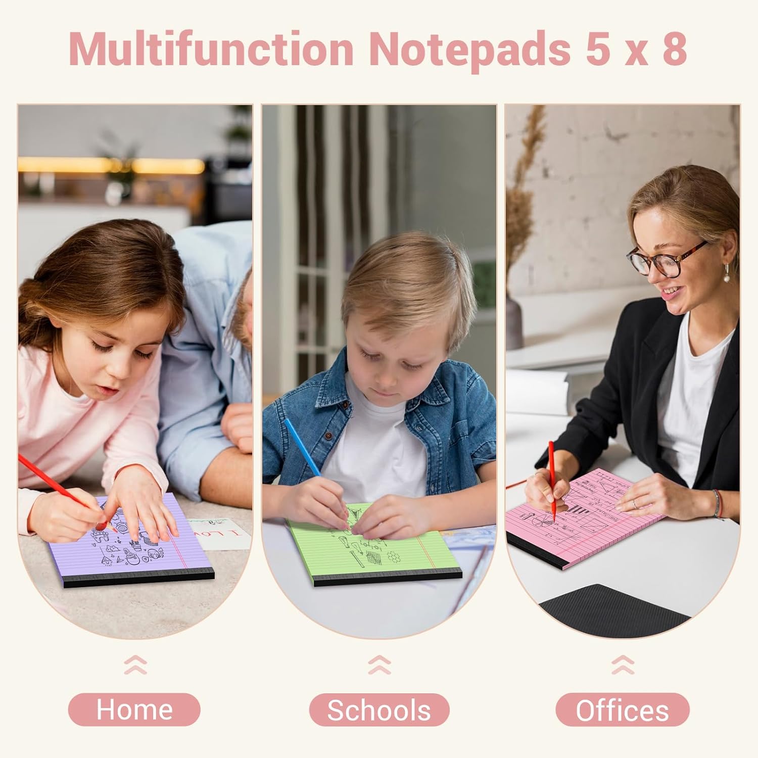 Legal Pads 5x8 Colored Note Pads, 4 Pack College Ruled Notepads 5x8 Lined Paper, Colored Notebook Paper Writing Pads 30 Sheets per Colored Paper Small Legal Pads 5x8 for Home Office School Supplies - Image 8