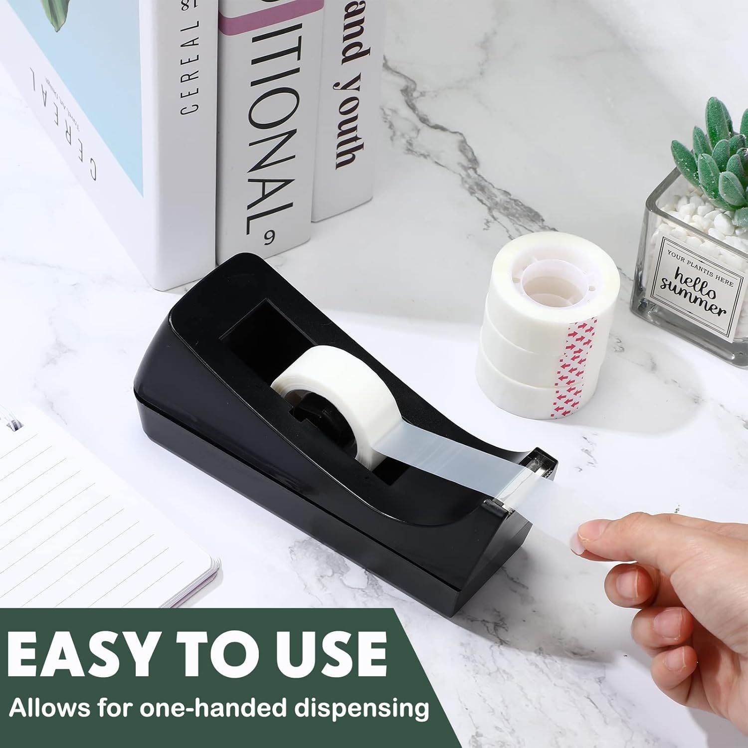 Yahenda 10 Pack Desktop Tape Dispenser Non Skid Base with 0.7 x 985 Inches Invisible Tape Refills Bulk Weighted Roll Dispenser for Office Home School - Image 6