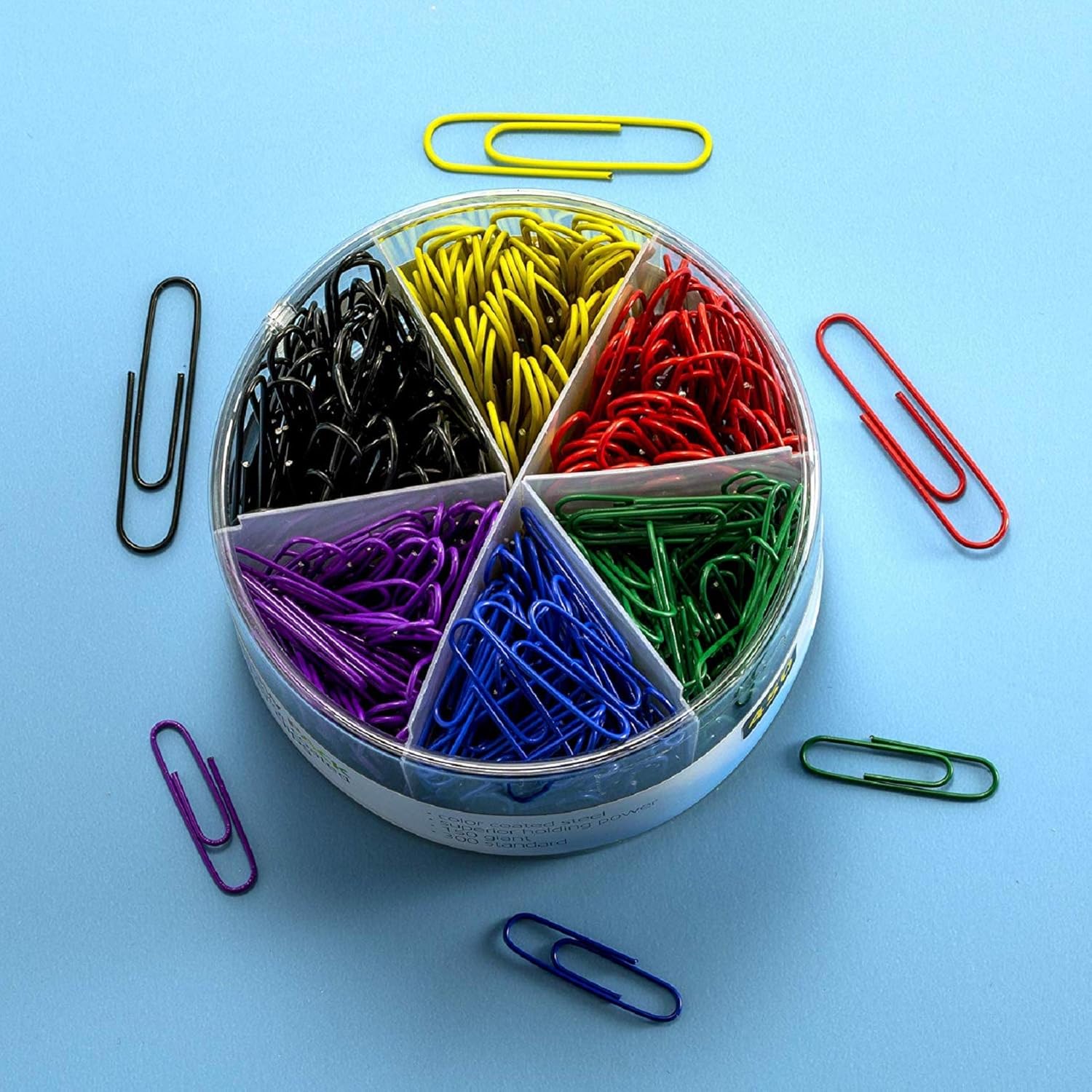 Officemate PVC Free Color Coated Paper Clips, 450 Per Tub Office Paper Clamp (97229) - Image 5