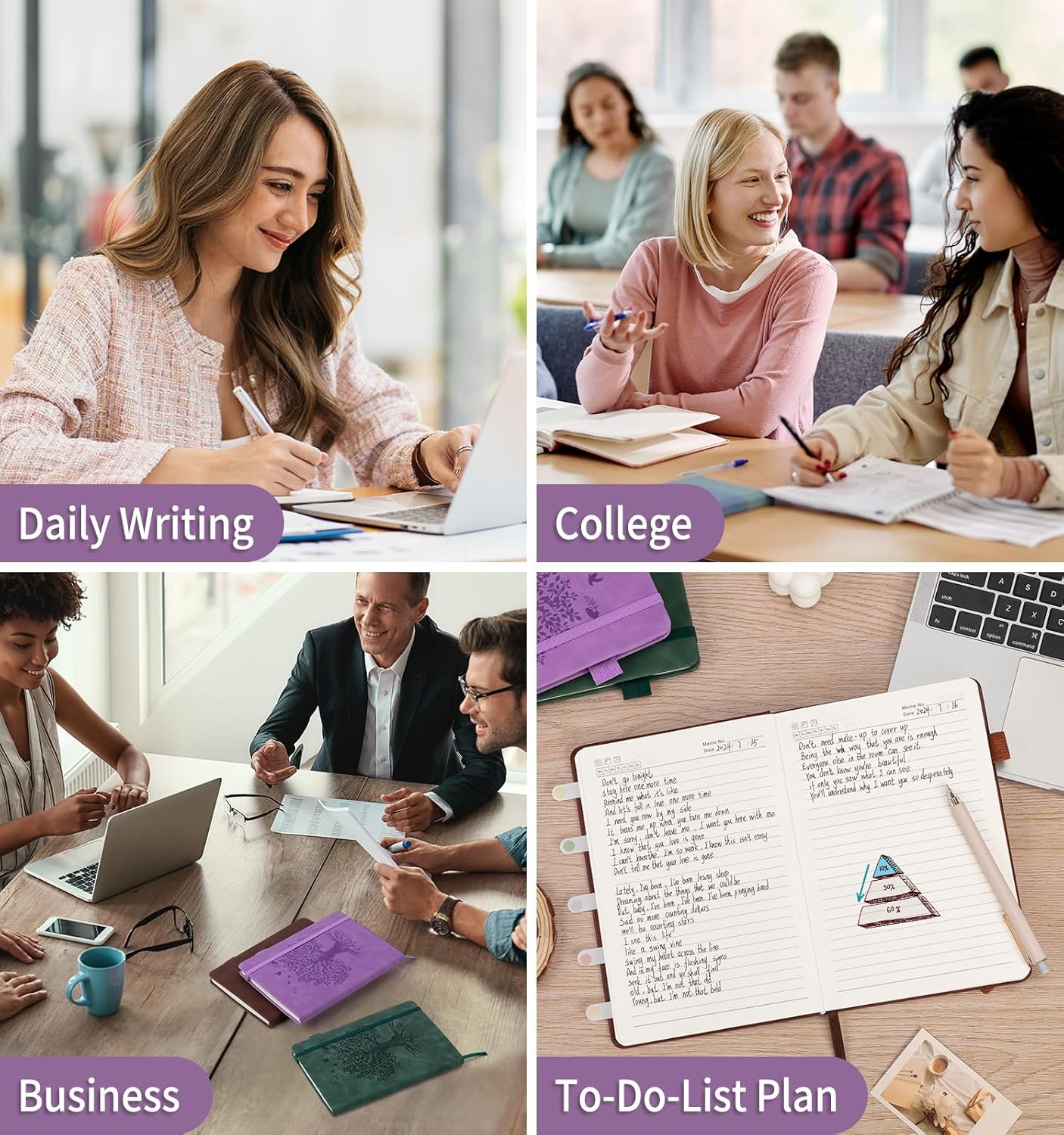 Lined Journal Notebook for Women Men, A5 Hardcover Leather Journals for Writing, 200 Pages Thick Paper, Daily Journal Notebook for Work, School, Note Taking, Business, Travel, College Ruled - Image 8