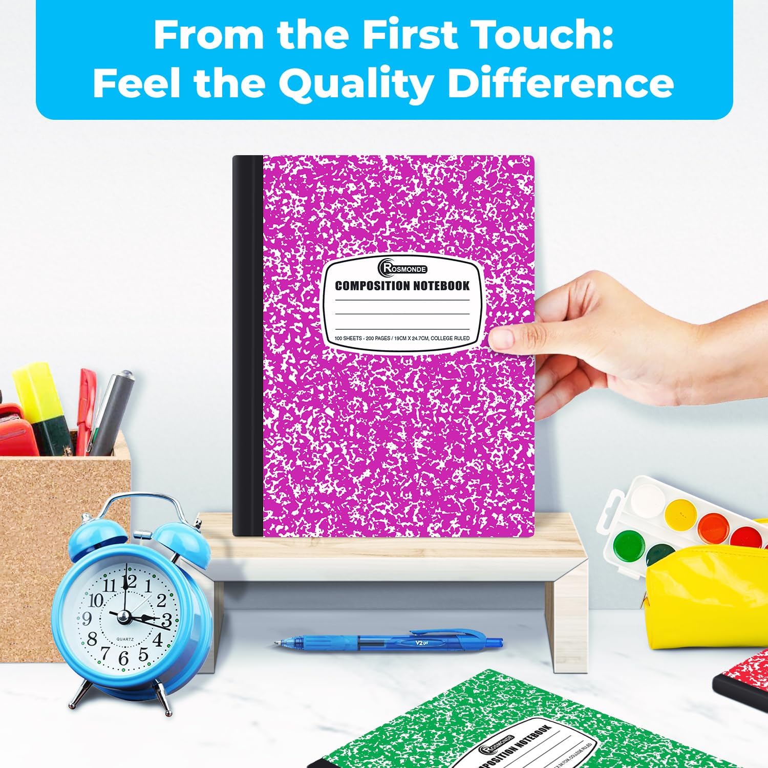 5 Pack Composition Notebooks College Ruled, 200 No Bleed Pages (100 Sheets) 9-3/4x7-1/2 Notebooks for Work, Back to School Supplies for College Students, Notebooks for Women, Colors May Repeat - Image 5