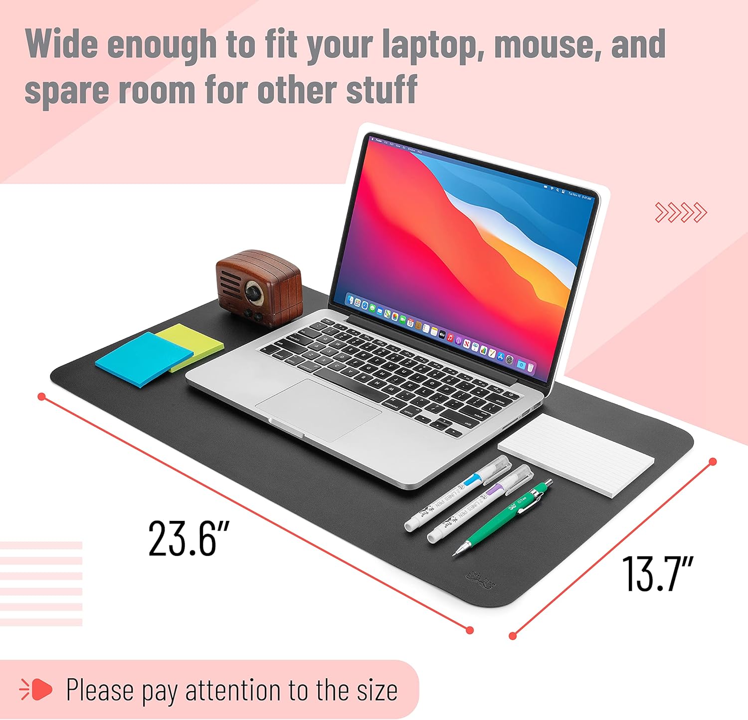 Mr. Pen Faux Leather Desk Pad, 23.6" x 13.7", Black, Dual-Sided, Water-Resistant, Non-Slip - Image 3