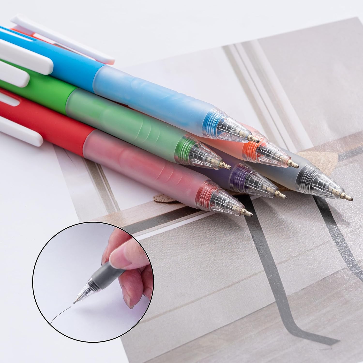 Linbsunne Ballpoint Pens Medium Point 1mm Black Pen with Super Soft Grip Ball Point Pen for Men Women Retractable Pens (Style2, 24-pack) - Image 6