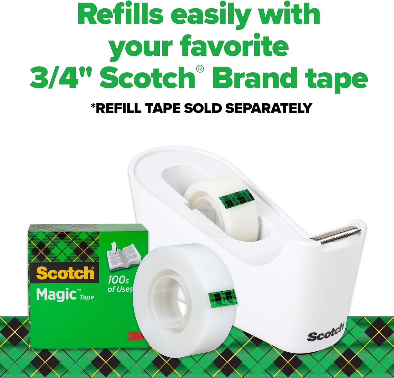 Scotch Tape Dispenser, White, Great for School or Office and Includes 1 Roll of Scotch Magic Tape 3/4 in x 350 in - Image 8
