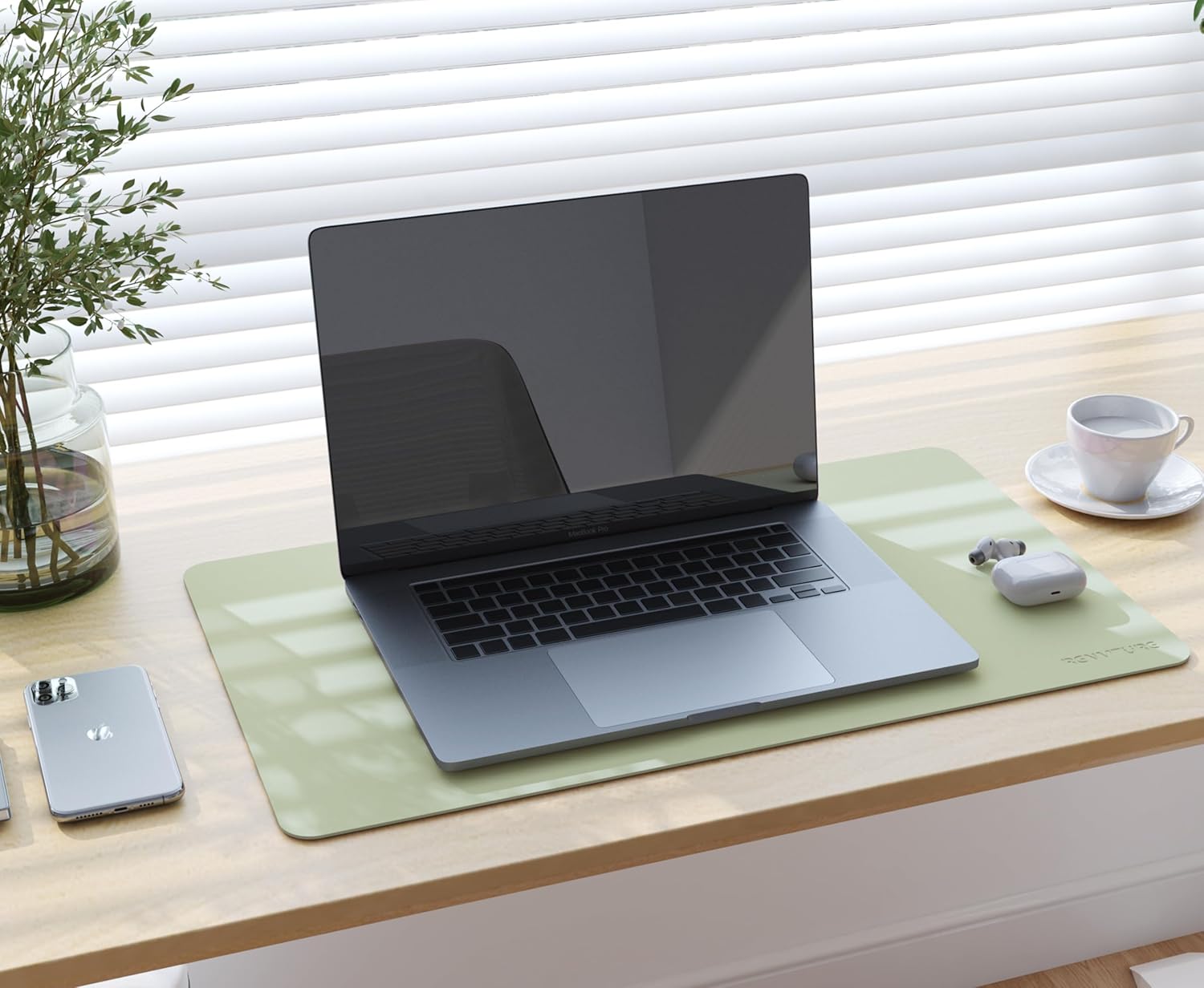 RENMTURE Double-Sided Two-Tone Faux Leather Desk mat Desktop Organization and Accessories Home and Office Large Mouse pad Game and Work (Matcha Green/Lavender Purple, 23.6" x 13.7") - Image 8