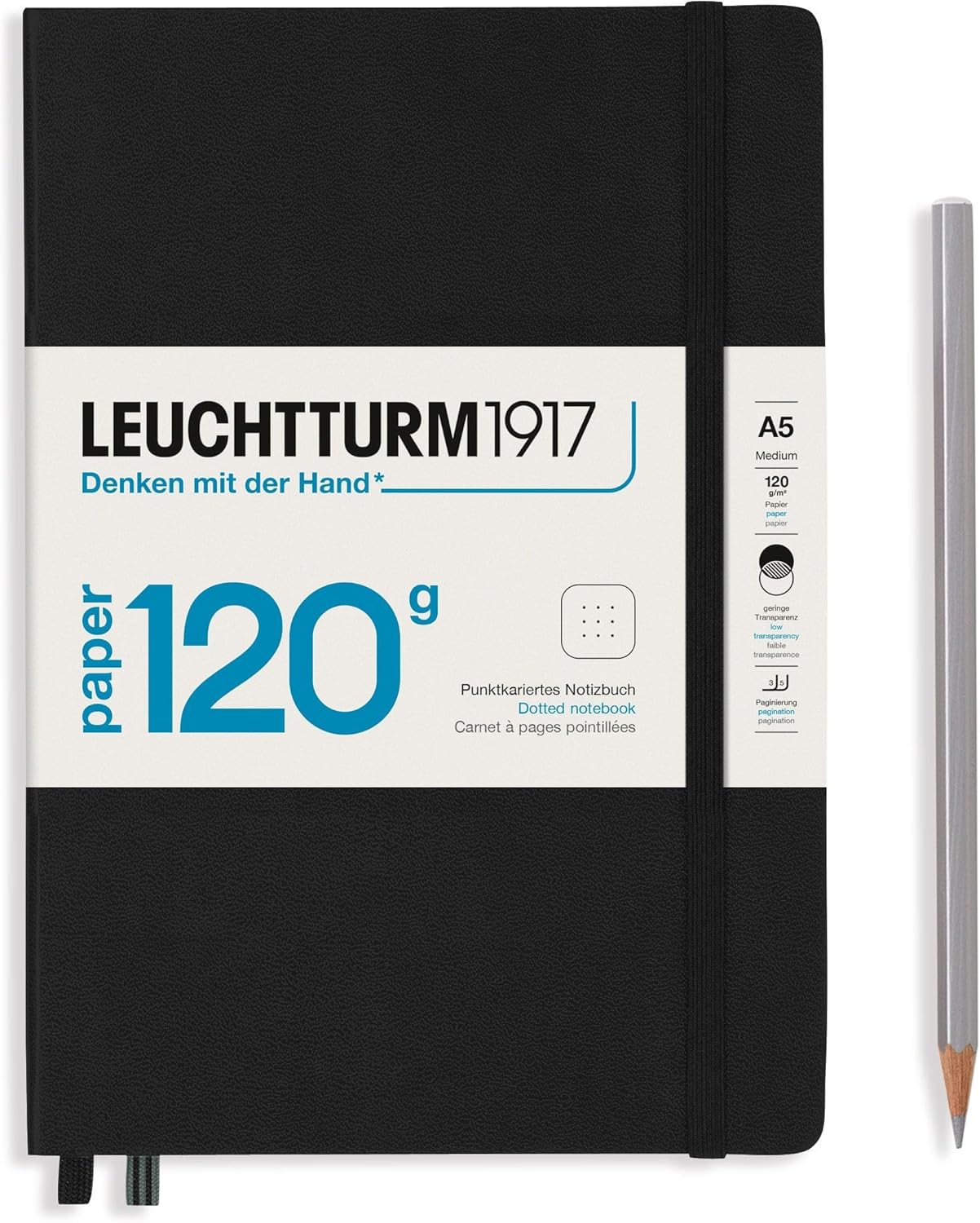 LEUCHTTURM1917 - 120G Special Edition - Medium A5 Dotted Hardcover Notebook (Black) - 203 Numbered Pages with 120gsm Paper - Image 3