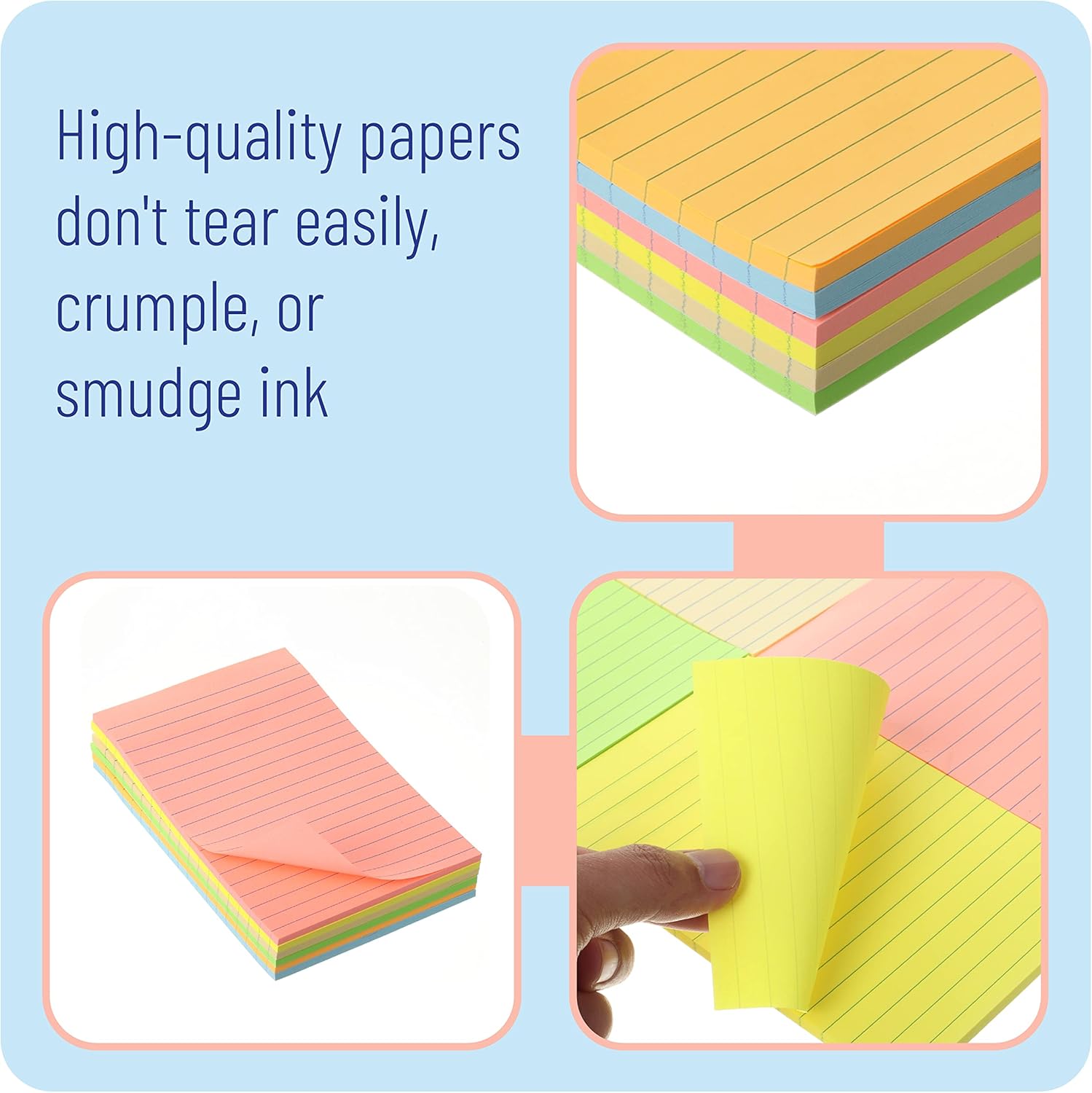 Mr. Pen- Lined Sticky Notes 4x6, 6 Pads, 45 Sheets/Pad, Pastel Color, Sticky Notes with Lines, Ruled Post Stickies, Back to School Supplies - Image 5
