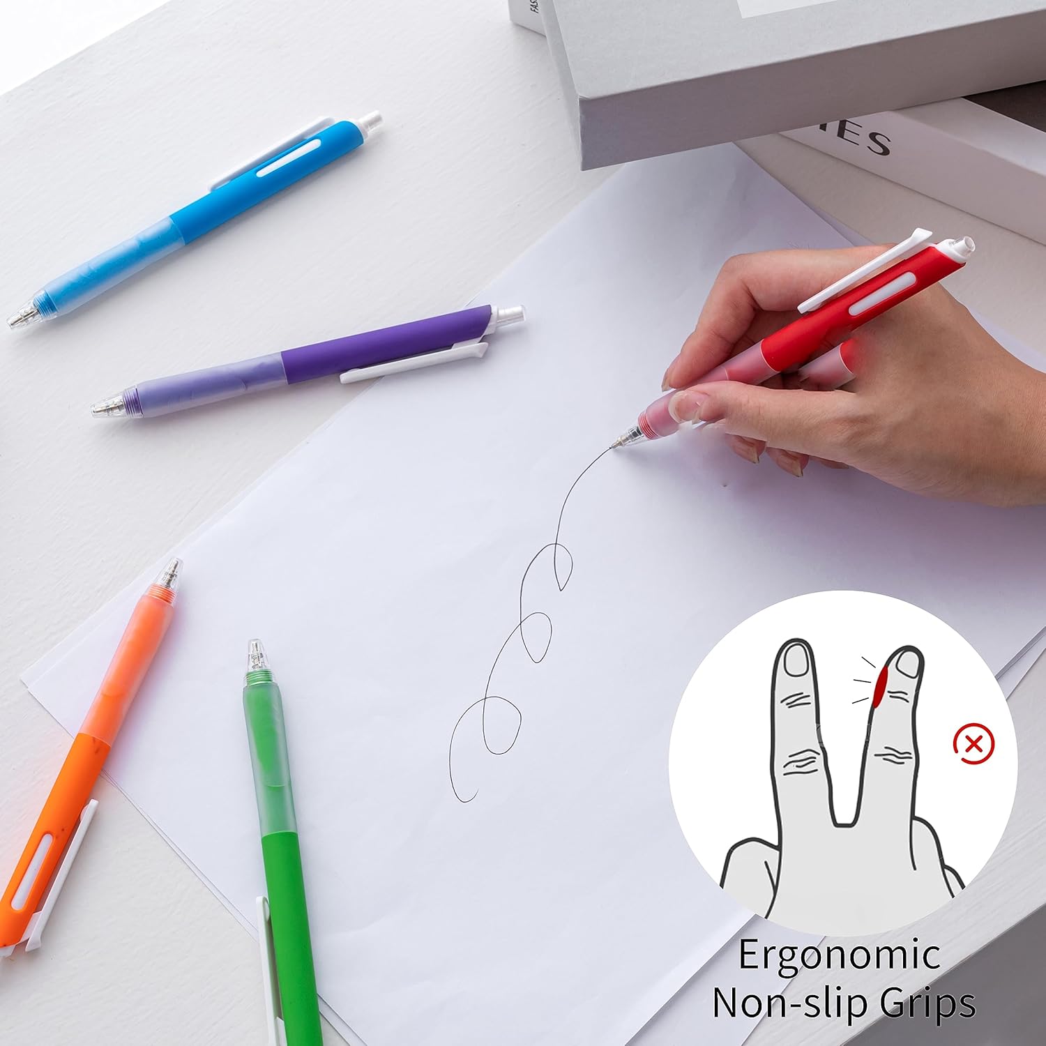 Linbsunne Ballpoint Pens Medium Point 1mm Black Pen with Super Soft Grip Ball Point Pen for Men Women Retractable Pens (Style2, 24-pack) - Image 4