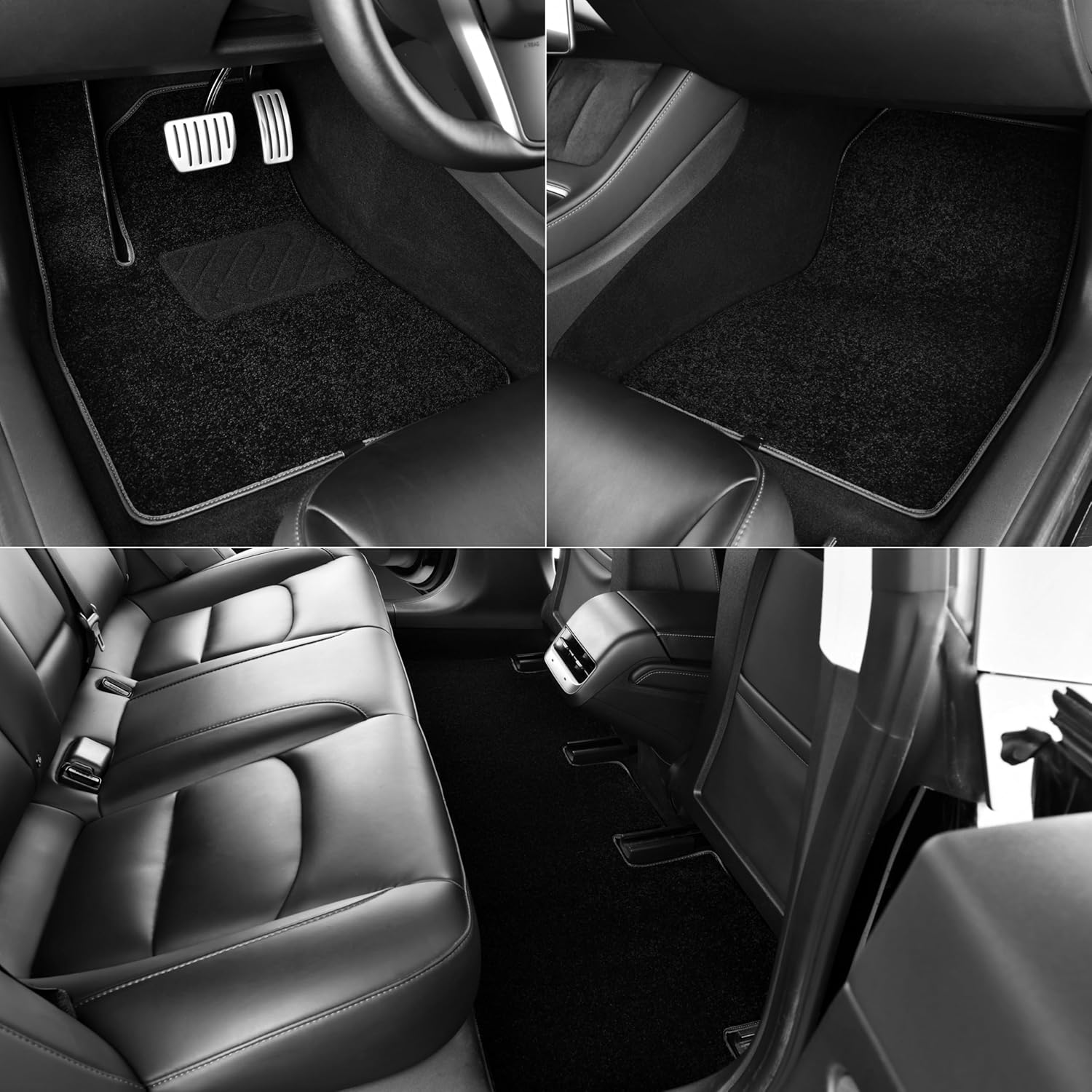 Extra Thick Carpet Floor Mats for 2021-2025 Tesla Model S, All-Weather Waterproof Anti-Slip Soundproof Floor Liners Rugs, Car Interior Accessories - 3pc - Image 6
