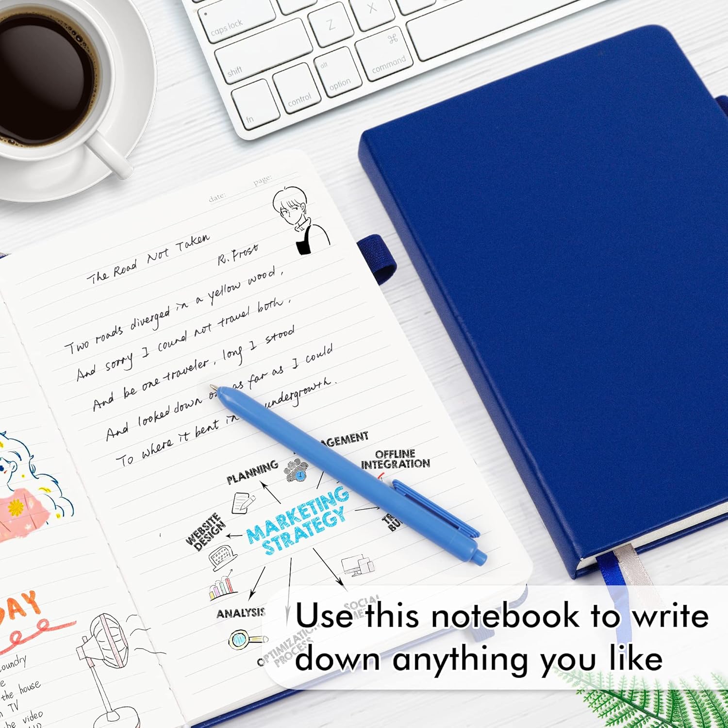 12 Pack Notebooks Journals Bulk with 12 Black Pens, Feela A5 Hardcover Notebook Classic Ruled Journal Set with Pen Holder for School Business Work Travel Writing, 120 GSM, 5.1”x8.3”, Navy - Image 5