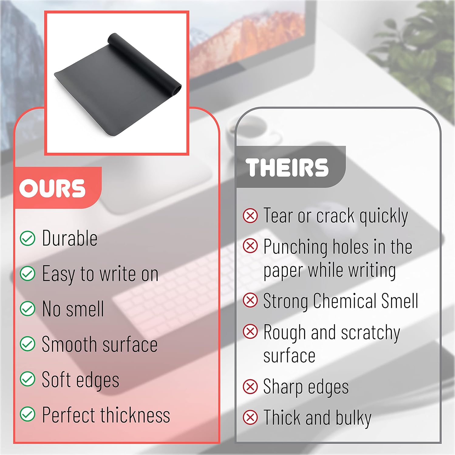 Mr. Pen Faux Leather Desk Pad, 23.6" x 13.7", Black, Dual-Sided, Water-Resistant, Non-Slip - Image 6