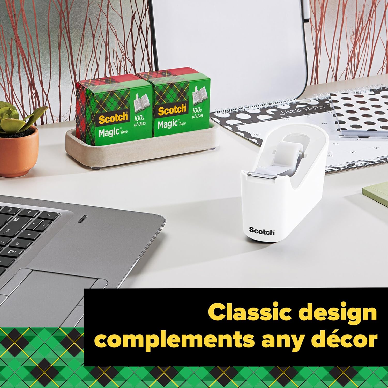 Scotch Tape Dispenser, White, Great for School or Office and Includes 1 Roll of Scotch Magic Tape 3/4 in x 350 in - Image 7