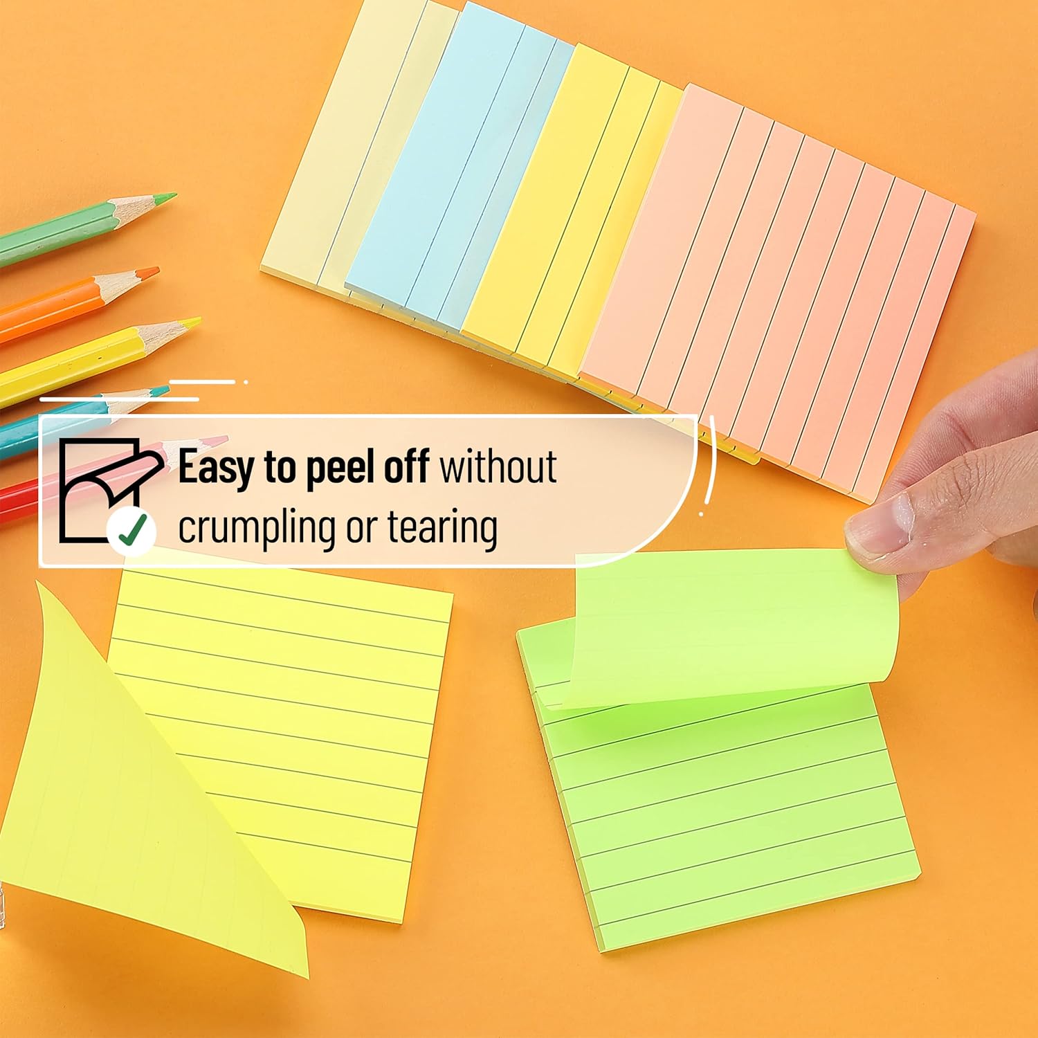 Mr. Pen- Lined Sticky Notes 3x3, 6 Pads, 45 Sheet/Pads, Pastel Colors, Sticky Notes with Lines - Image 6